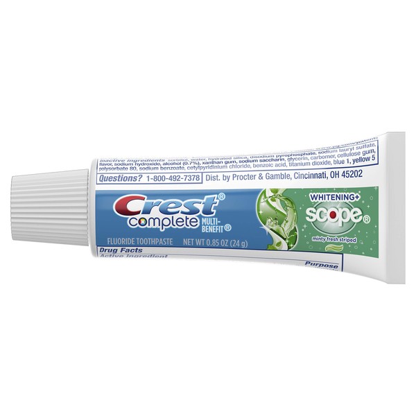 Crest Complete Whitening Plus Scope Multi-benefit Fluoride Toothpaste, Minty Fresh, 0.85 Ounce (pack Of 36)