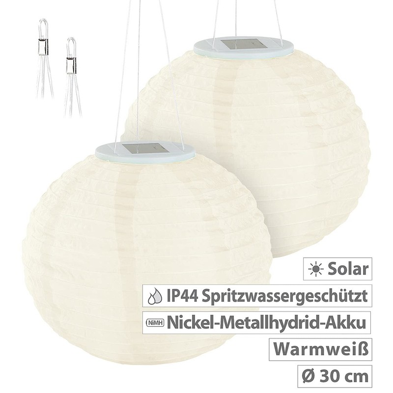 Lunartec Solar Garden Lantern: Set of 2 Solar LED Lanterns,