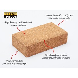 Fit For The Job Decorators Cork Hand Sanding Block For Better Grip, Extra Force and More Comfortable Working With Sandpaper, Wet & Dry, Aluminium Oxide And Other Abrasive Paper Sheets