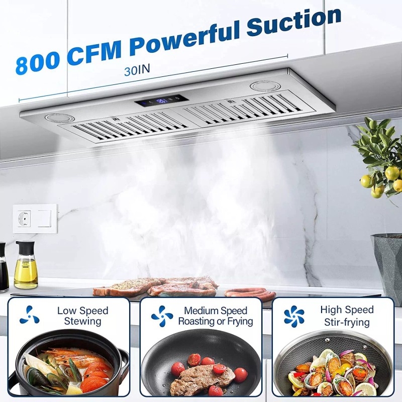 Zomagas Insert Range Hood 800CFM Built-in Range Hood Ducted/Ductles