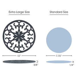 GASARÉ, Extra Large, Thick, 10" Silicone Trivets for Hot Dishes, Pots, and Pans, Hot Pads for Countertops, Flexible, Dishwasher Safe, 10 x ¼ Inches, Set of 3, Gray