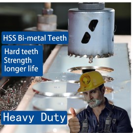 PLG2SUPT 5-3/4” Deep HSS Bi Metal Hole Saw Cutter with Arbor Cutting Depth 2.1” for Metal Thick Wood PVC Drywall Aluminum Big Slot New Sharp Teeth Heavy Duty Hole Saw Bit