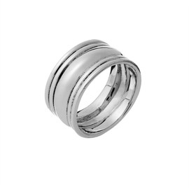 Silverly Men's Women's 925 Sterling Silver Barrel Grooved Wide Chunky Multi-Groove Ring