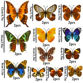 Pack of 24 3D Butterflies Decorative Butterfly Wall Stickers Butterfly Decoration Removable Wall Stickers Home Decoration Children's Room Bedroom Decoration (R)