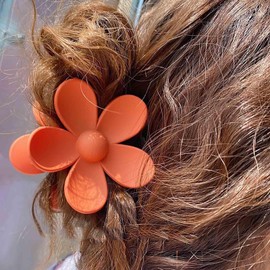 Iaceble Flower Hair Claw Clip Matte Flower Hairclip Clamp Large Plastic Flower Hair Clips Orange Flower Hair Clamps Summer Daisy Hairclip Claw Decorative Hair Accessories for Women Headdress