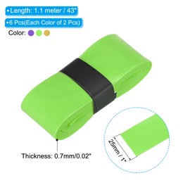 PATIKIL 43.3" Tennis Racket Grip Tape, PU Overgrip Stretchy Non-Slip Absorb Sweat for Badminton Fishing Rod, Purple Fluorescent Yellow Yellow