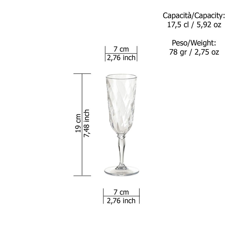Omada Design 4 Glasses for Champagne, 6,89 fl oz Flute