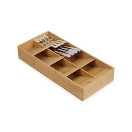 Joseph Joseph Drawer Store - Large Compact Cutlery Drawer Organizer, 8 compartments, Holds 48 Pieces, Bamboo