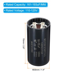 PATIKIL Motor Start Capacitor, 161-193uF/Mfd 110-125V 50/60Hz CD60 Run Capacitor Motor Round Starting Capacitor for Electric Motor Starts Running