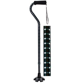 Essential Medical Supply Couture Offset Fashion Cane with Matching Standing Super Big Foot Tip, Hounds Tooth Style