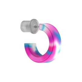 QALO Women's Step Silicone Earrings, Ultra Comfortable Tie Dye Semi-Hoops, Durable, Water Resistant Earrings, 6mm wide, Purple Crush