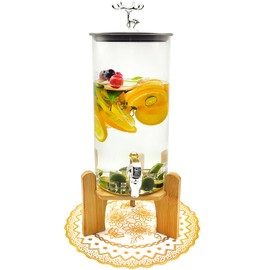 Winsterch Glass Drink Dispenser,Beverage Dispenser with Stand for Parties,Drink Dispensers with Spigot,Weddings,Offices,Lemonade Juice Dispensers,Leakproof,1.3 Gallon,Clear