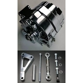 CNCRSR Chevy SBC 350 140 Amp 1 OR 3 Wire Alternator & LWP Aluminum Bracket Kit Polished