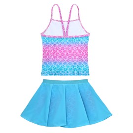 Girls Swimwear Size 8-9 Years Old Two Pieces Green Scale Swimsuits Bathing Suit with Sun Protection