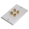 Cmple Banana Plug Speaker Wall Plate, 2-Speaker White Decora Style