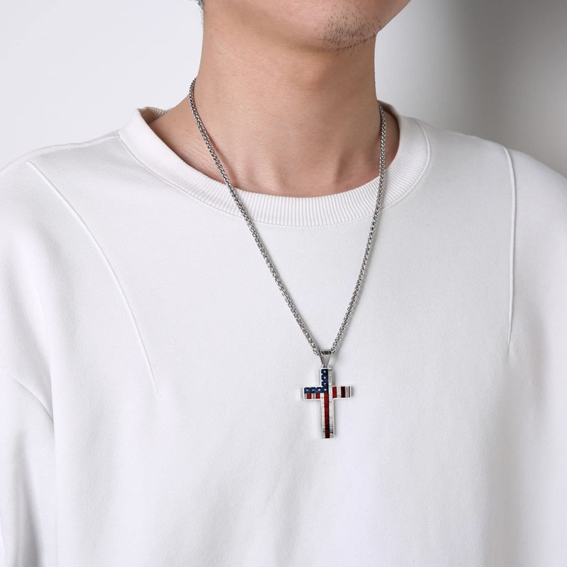 Cross Pendant Necklace For Mens Women Jewelry Religious Pendant Chain