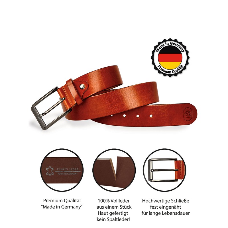 Cartvelli Premium Men's Leather Belt Made in Germany with Gift