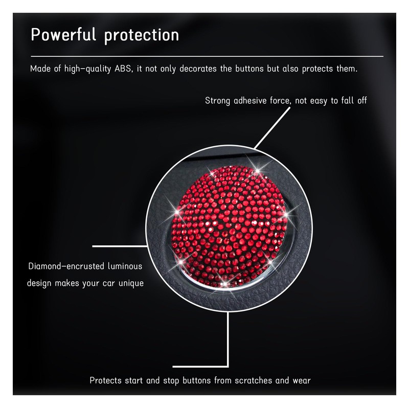 Dickno Bling Car Push to Start Button Cover, Anti Scratch