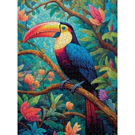 Mystisches Mosaik: Tukan-Paradies von Cross & Glory – Premium-Puzzle mit 1000 Teilen für Erwachsene, umweltfreundlich, lebendige tropische Waldkunst