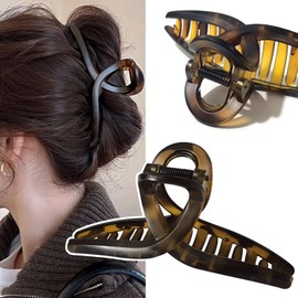 Yokosen Hair Clip, Hair Clip, Large, 36.8 ft (13 m), Hair Clip, Firmly Curled, Barrette, Hair Clip, Banana Clip, Hair Accessories, For Adults, Strong, Light, Tortoise Shell, Light Brown