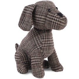 SANFERGE Cute Decorative Door Stop Home Office Floor Door Stop Stuffed Animal Weighted Heavy Wall Protector Plaid Dog
