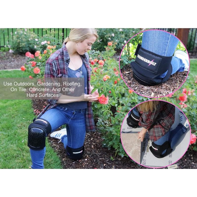 Thunderbolt Womens Knee Pads for Work - Black Design, Comfortable