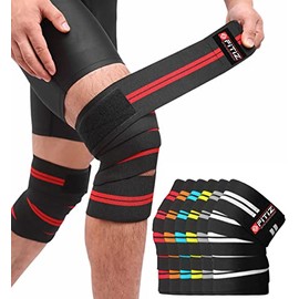 FITIZ Knee Wraps Weight Lifting Straps Heavy Duty Elasticated Knee Support for Squatting, Knee Bands for GYM, Pain, WOD, Cross Training, Powerlifting Knee Guard, Knee Support for Men/Women