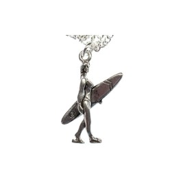 Miniblings Surfer Surf Girl Necklace 45Cm Sports Silver Plated Surfing Surfboard