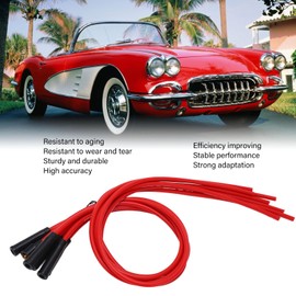 aqxreight Spark Plug Cable, Car Ignition Cable Set, Red, 8 mm Diameter, 1 m Length, Ignition Cable, Red, Replacement for 6 Cylinders, Classic Cars