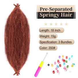 18 Inch Pre-Separated Springy Afro Twist Hair 3 Packs Pre-Fluffy Natural Curls are Perfect for Marley Crochet Hair Suitable for Black Women