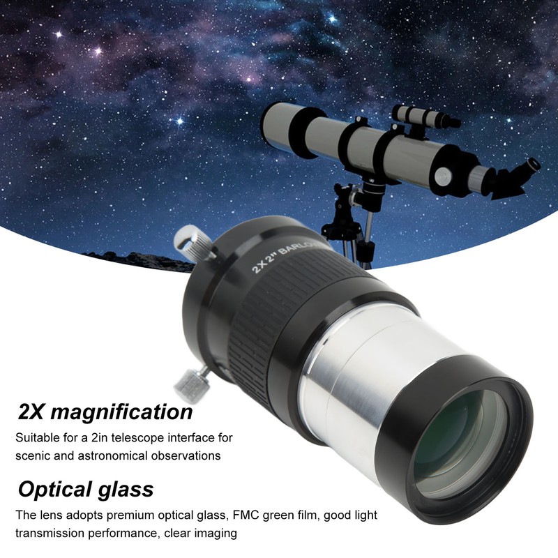 2in 2X Barlow Lens Astronomical Telescope Magnifying Lens with 2in