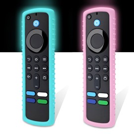 [2 Pack] Glowing Remote Cover for FS 4K Voice Remote case(ST TV Remote 2021(3rd Gen), TV Lite 2020,Voice Remote Lite (2nd Gen), 2018)(GBlueGPink)