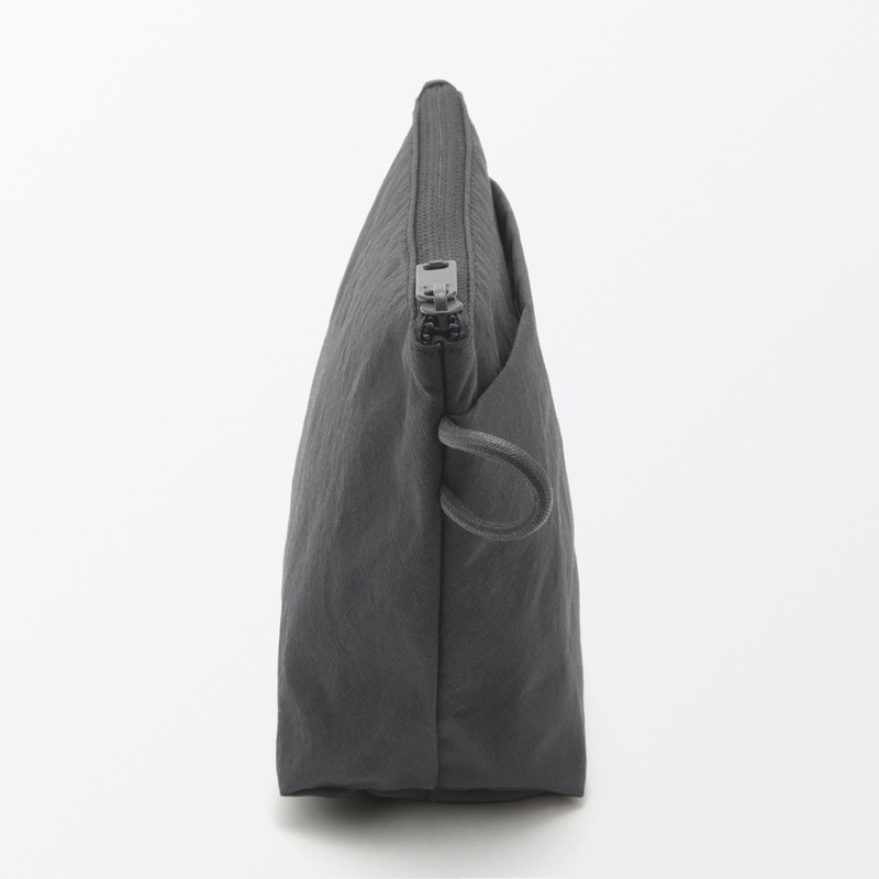 MUJI 84473876 Wrinkle Nylon Pouch with Gusset, Dark Gray, S,