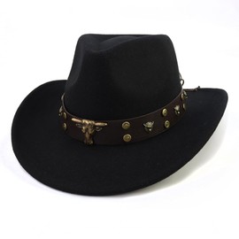 Tefrine Cowboy Hat for Men and Women, Classic Women's Western Cowboy Hat with Wide Belt, Black