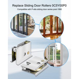 Sliding Door Roller Set Fit for Pella Sliding Patio Door Replace 0C5Y00P0, Sliding Door Wheels Patio Door Sliders 1-1/2” Steel Ball Wheel Bearing 2 Sets
