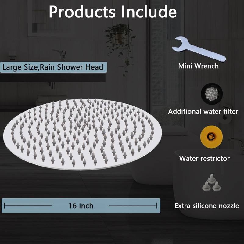 Rain Shower Head, Katezon High Flow Rainfall Showerhead Stainless Steel,