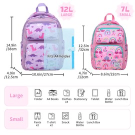 Toddler Backpack for Girls,Vaschy Kids Cute Kindergarten Daycare Children 7L Small Backpack Bookbag for School Travel Pink Rainbows