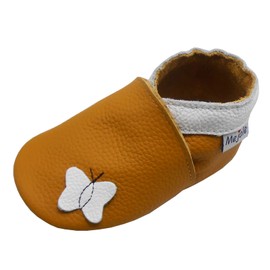 Mejale Soft Leather Rubber Sole Crawling Shoes Infant Baby Slippers with Rubber Sole for Extra Grip Non-Slip Boys Girls Shoes for Toddlers, brown
