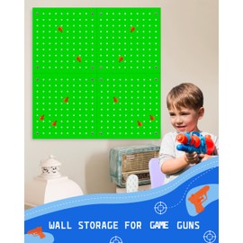 Skywin- Peg Board for Walls, Nerf Gun Pegboard Wall Organizer - Hanging Holder Wall Pegboard Compatible with All Blasters Nerf Gun Rack Organizer for Wall Organization (Green)