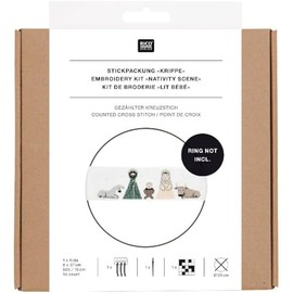 Counted Cross Stitch Ribbon Nativity for Metal Ring