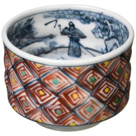 Fighters Burn 清水焼 Six 齋窯 gui 吞 (Wooden Box) 赤絵 Lattice gre384 