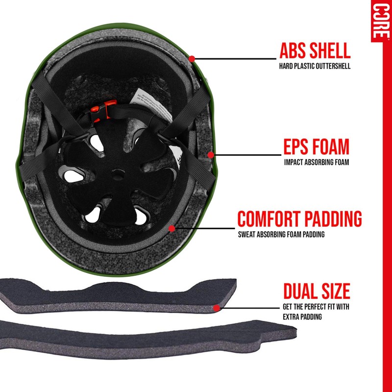 CORE Protection Street Helmet Skate/BMX/Bike/MTB/Scooter - Black/White, L/XL
