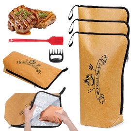 KKUYT 3PCS BBQ Blanket for Resting Meat Reusable Meat Resting Insulated Bag with Oil Brush & Shredder Claws | Smoker Grilling Brisket Resting Blanket for Large Brisket Beef Pork Turkeys(21in, 18in)