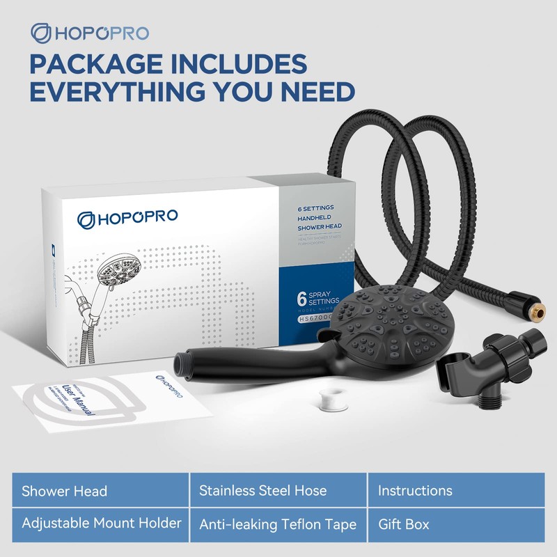 6-Mode High Pressure Handheld Shower Head Set, Consumer Reports Recommended