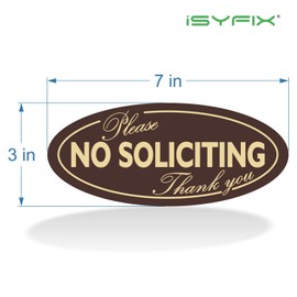 iSYFIX No Soliciting Sign Sticker for House, Home & Business - 4 Pack 7 x 3 inch - Premium Self-Adhesive Vinyl, Laminated for Ultimate UV, Weather, Scratch, Water and Fade Resistance, Indoor & Outdoor