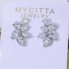 Women’s Cubic Zirconia Cluster Earrings - 14k White Gold Plated