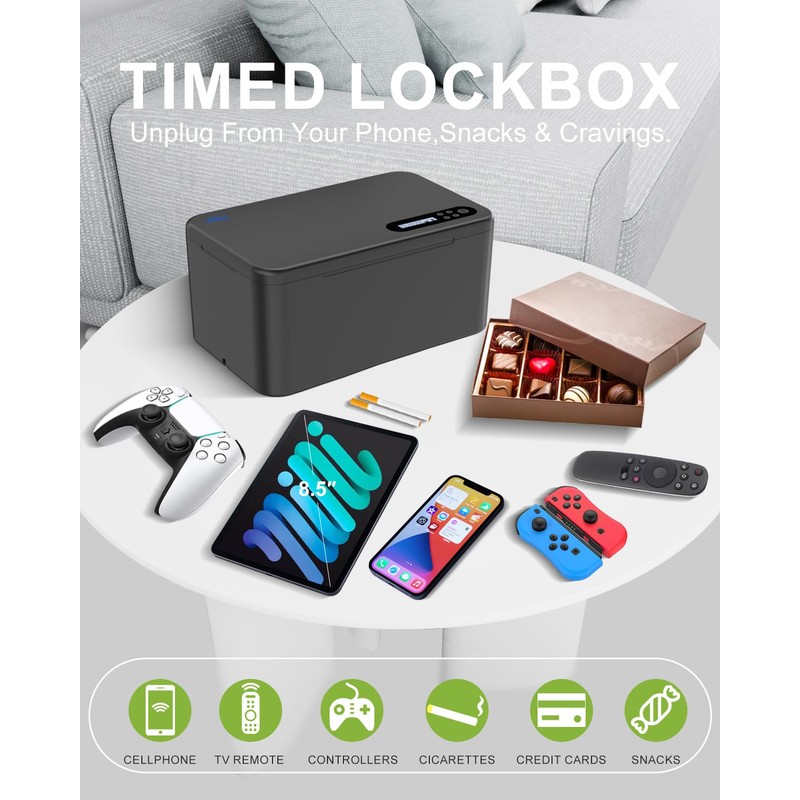 Safe Timed Lock Box, Phone Lock Box with Timer Unplug