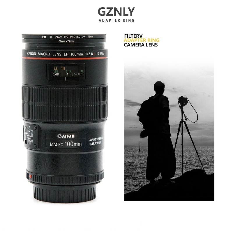 82mm to 72mm Step Up Ring Filter Adapter Black Metal