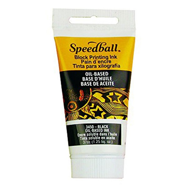 Speedball 3450 Oil-Based Block Printing Ink For Professional, Permanent Prints AP Certified 1.25 FL OZ, Black
