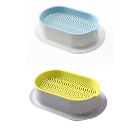 YFFSFDC Hydroponics Cat Grass Box Set of 2 Cat Grass Planter Cultivation Pot, Layered Design, Soil Free, Tray Germination Container, Cat Grass Cultivation Set(Blue+Yellow)